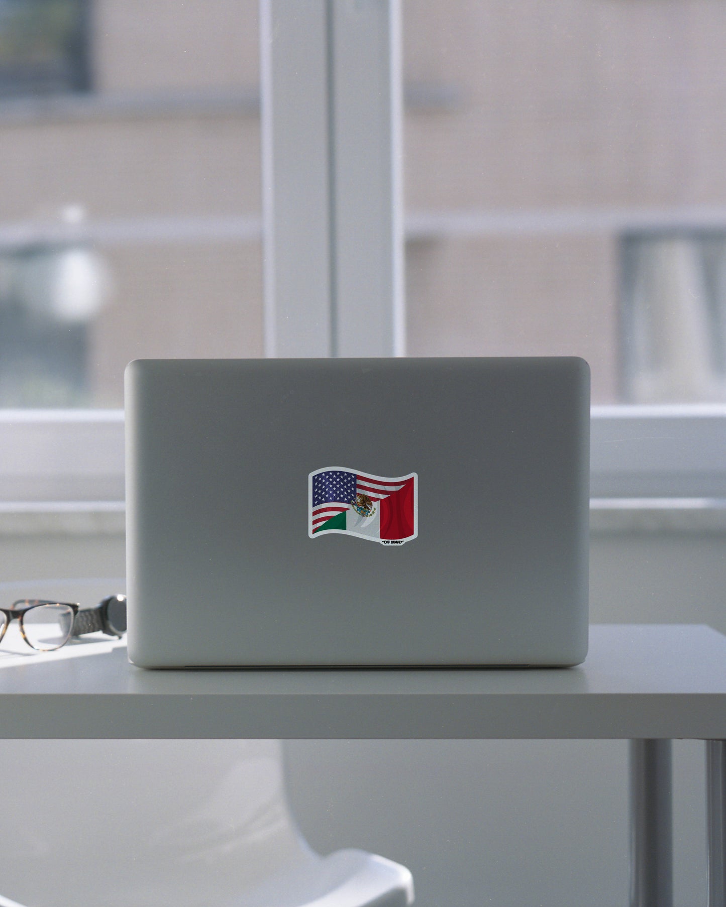 MEXICAN AMERICAN FLAG STICKER